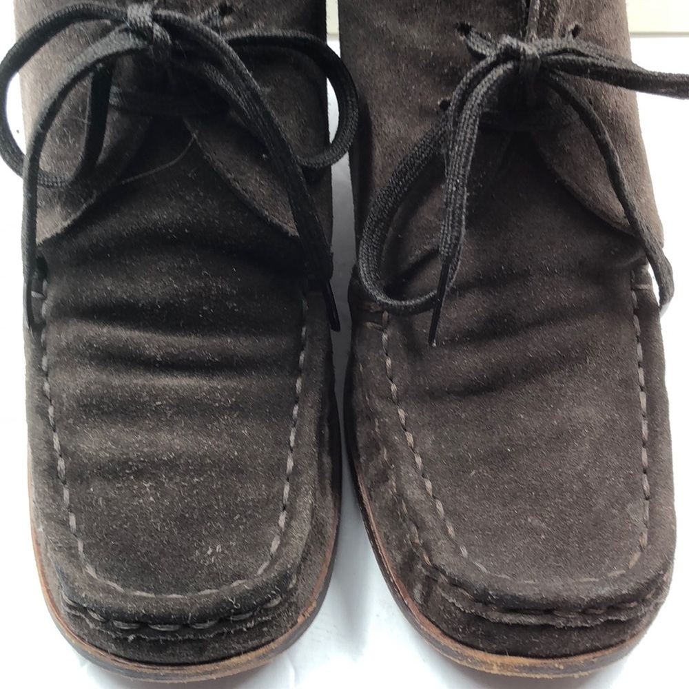 Michael Kors Chocolate Leather Wedge Shoes 8.5 - Picture 3 of 8